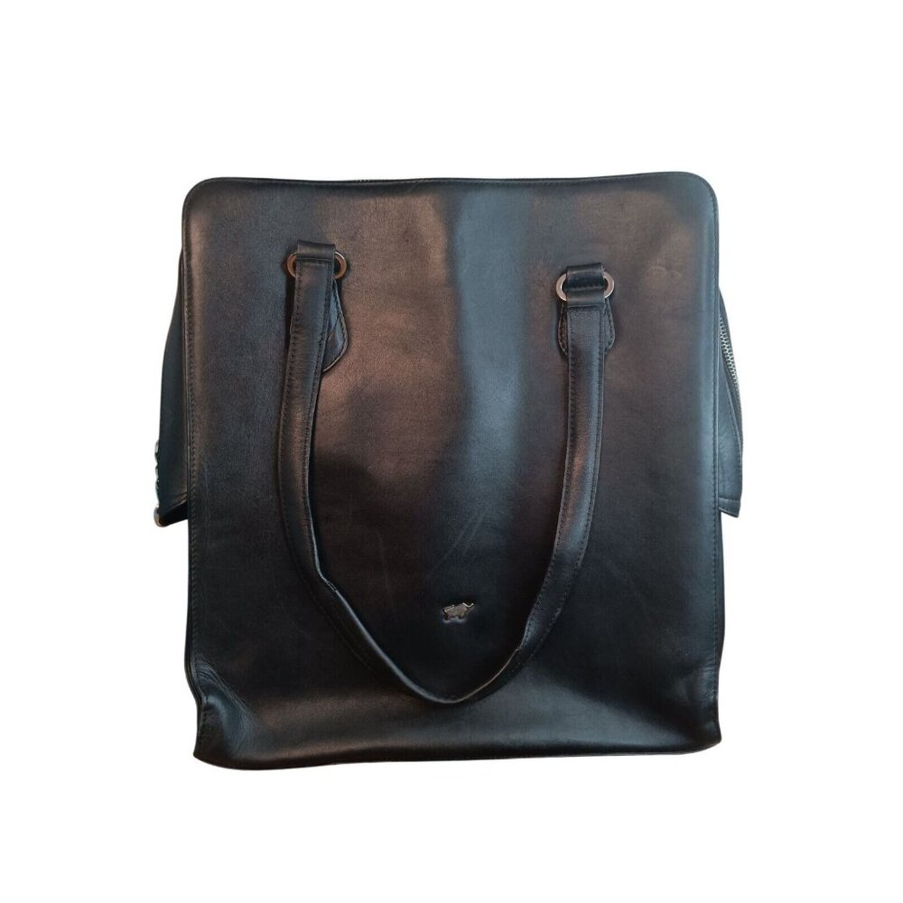 Braun Buffel Black Leather Tote Shoulder Bag, Double Handle, Germany, Briefcase